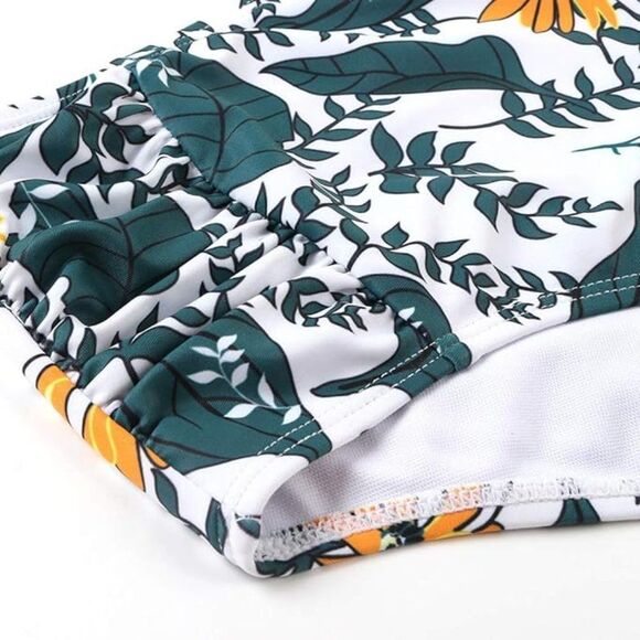 MARIGOLD & FOREST GREEN RUCHED HIGH WAIST BIKINI BOTTOMS SIZE XL NWOT - Picture 5 of 10